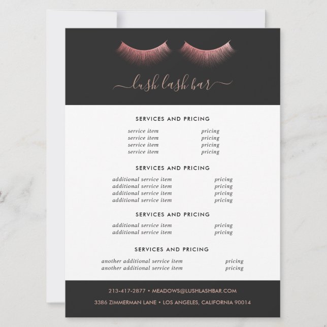 Roze Gouden Wimpers Bloem | Prijs Flyer (Voorkant)