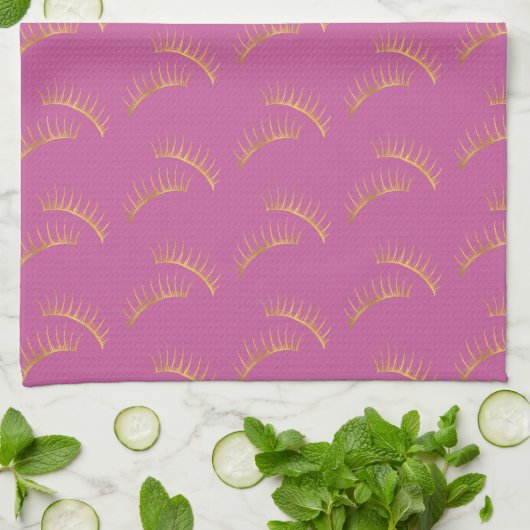 Roze Gouden Wimpers Theedoek (Gevouwen)