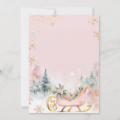 Roze Gouden Winter Onederland 1e Verjaardagsbos Kaart (Achterkant)