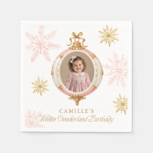 Roze Gouden Winter ONEderland Foto Papieren Servet
