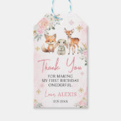 Roze gouden winter ONEderland verjaardagdank u lab Cadeaulabel (Voorkant)