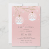 Roze Gouden Winter Sneeuwvlok Baby shower Invitati Kaart (Voorkant)