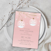Roze Gouden Winter Sneeuwvlok Baby shower Invitati Kaart