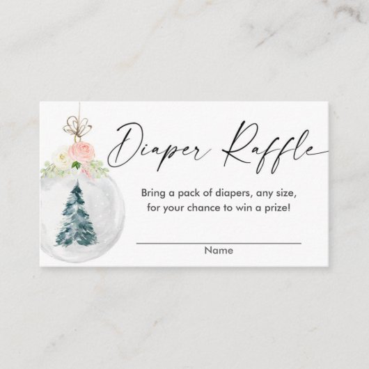 Roze gouden winterkerstboomkleerkaart informatiekaartje (Voorkant)