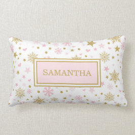 Roze gouden wintersneeuwvlokken Baby meisje Nurser Kussen