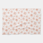 Roze Gouden Wintervlokken op Wit Theedoek (Horizontaal)
