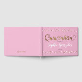Roze gouden witte Confetti Quinceanera 15e verjaar Gastenboek (Volledig)
