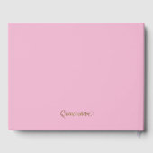 Roze gouden witte Confetti Quinceanera 15e verjaar Gastenboek (Achterkant)