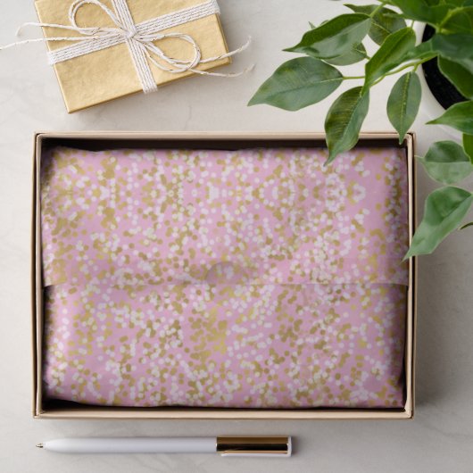 Roze Gouden Witte Confetti Verjaardag Tissuepapier (Geschenk)