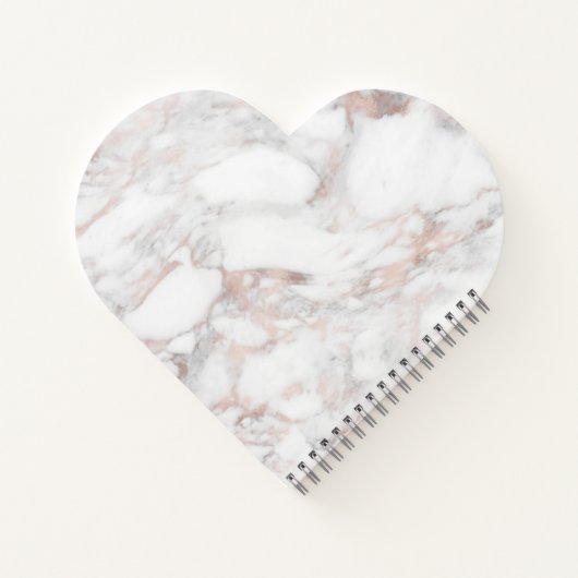 Roze Gouden Witte Marmer Sjabloon Hartvormig Notitieboek (Achterkant)