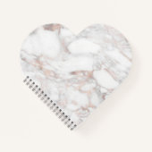 Roze Gouden Witte Marmeren Sjabloon Hartvormig Notitieboek (Voorkant)