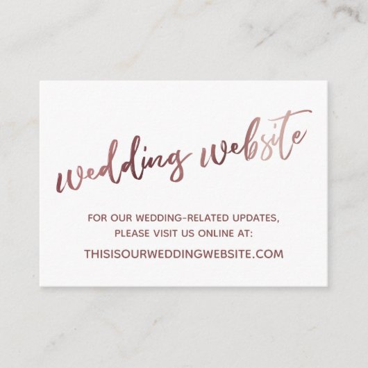 Roze Gouden Witte Trouw Website Sla de Datum Kaart (Voorkant)