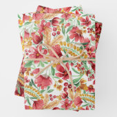 Roze gouden witte Waterverf Floral Pattern Inpakpapier Vel (In situ)