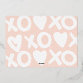 Roze gouden xo hart foto valentijnsdag  folie feestdagenkaart (Achterkant)