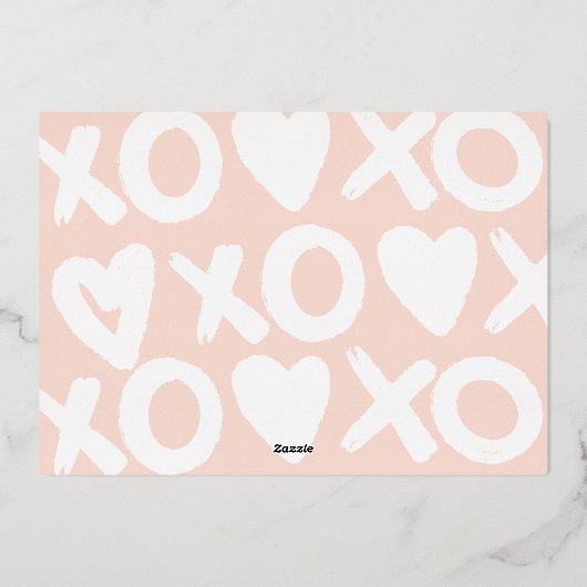 Roze gouden xo hart foto valentijnsdag folie feestdagenkaart (Achterkant)