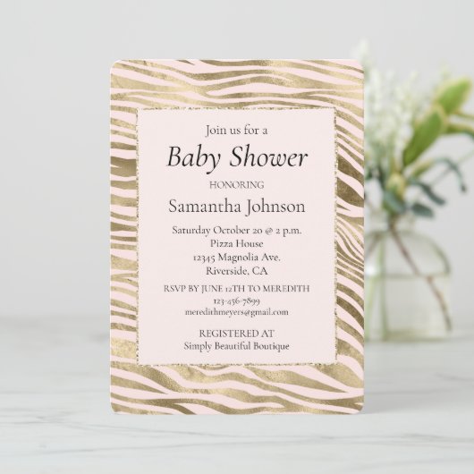 Roze Gouden Zebra Dierenprint Kaart (Staand voorkant)