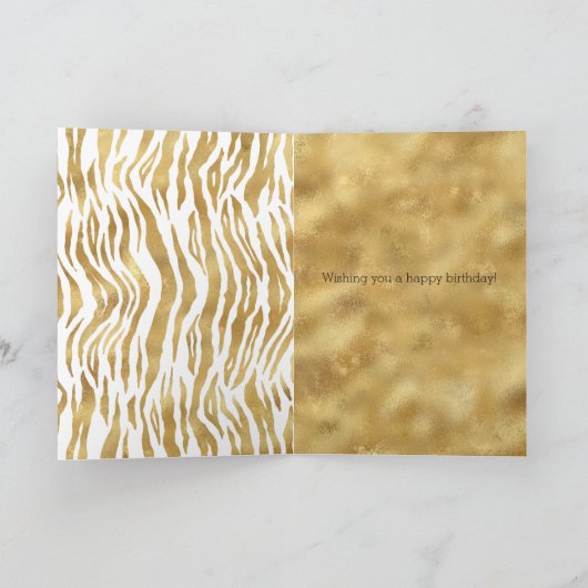 Roze Gouden Zebra Glitz Confetti Kaart (Binnen)