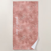 Roze Gouden Zebraprint Strandlaken (Voorkant)