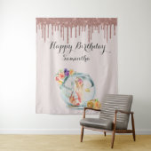 Roze Gouden Zeemeermin Verjaardag Achtergrond Foto Wandkleed (In situ)
