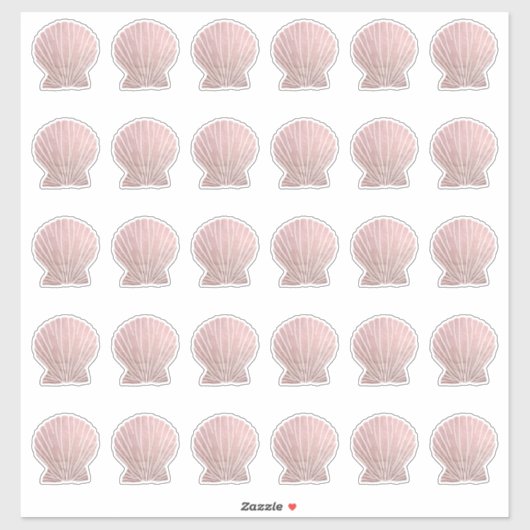 Roze Gouden Zeeschelp Meerdere Stickers (Vel)