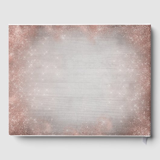 Roze Gouden Zeester Tropisch Strand Bruiloft Gastenboek (Achterkant)