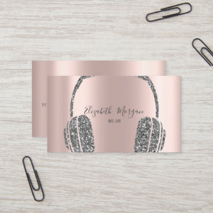 Roze Gouden Zilver Glitter Hoofdtelefoon DJ Visitekaartje