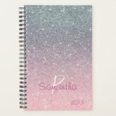 Roze Gouden Zilver Glitters Glans Jaarlijkse Monog Planner (Voorkant)
