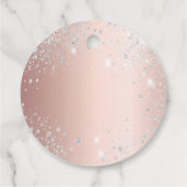 Roze gouden zilveren glinsterende monogram naam sc bedankjes labels (Achterkant)