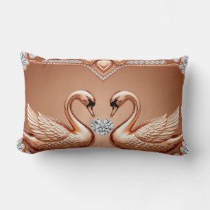 Roze Gouden Zwaan Hart Diamanten Sieraden Romantis Kussen