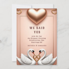 🌸 Roze Gouden Zwaan Huwelijksdecoratie 💍 Kaart