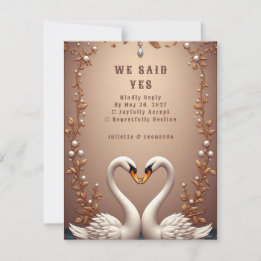 💍 Roze gouden zwanen Lente Trouwdecoratie 🌸 RSVP Kaartje