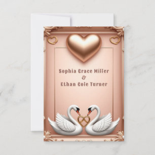 💍 Roze gouden zwanen Trouwdecoratie 💍 Save The Date