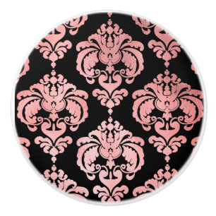 Roze Gouden & Zwarte Damast Elegante Slaapkamer La Keramische Knop