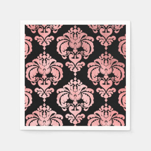 Roze Gouden Zwarte Damast Vintage Trouwfeest Feest Servet