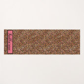 Roze gouden zwarte luipspuiten Afdrukmonogrammen Yogamat (Voorkant (horizontaal))