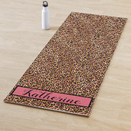 Roze gouden zwarte luipspuiten Afdrukmonogrammen Yogamat