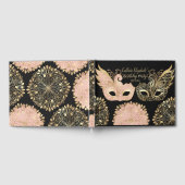  roze gouden zwarte maskerade Masker Birthday Gastenboek (Volledig)