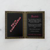 roze goudendaagse Cake Quinceañera Kaart (Binnen)