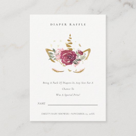 Roze goudflens Baby shower voor luzerne Informatiekaartje (Voorkant)