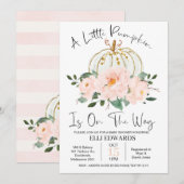 Roze goudflora Baby shower Uitnodiging (Voorkant / Achterkant)