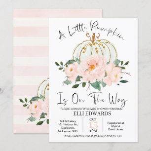 Roze goudflora Baby shower Uitnodiging