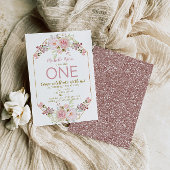  roze goudflora grote eerste verjaardag kaart