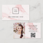 Roze goudfoto elegant QR-code Visitekaartje (Voorkant / Achterkant)