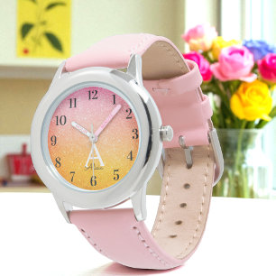 Roze goudgele glitter Sparkle Kinder Horloge
