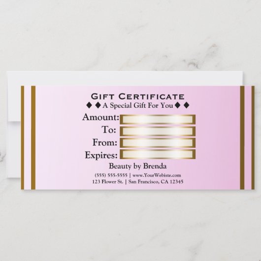 Roze goudglanzend Glam Monogram Cadeaubon (Achterkant)