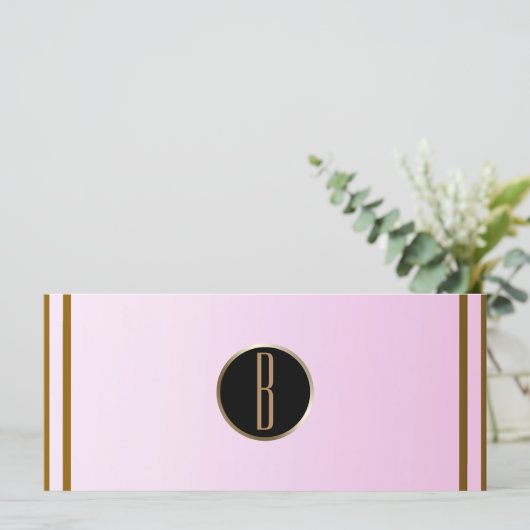Roze goudglanzend Glam Monogram Cadeaubon (Staand voorkant)