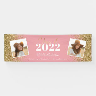 roze goudglitter 2 fotoklasse afstuderen spandoek