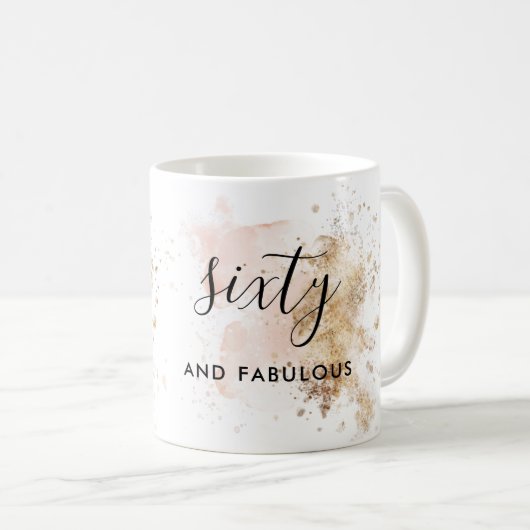 Roze goudglitter 60 en verbluffend 60e verjaardag koffiemok (Voorkant rechts)