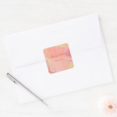 Roze goudglitter, aangepaste naam vierkante sticker (Envelop)