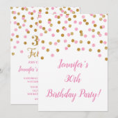 Roze goudglitter Confetti 30 en smeltkroes Kaart (Voorkant / Achterkant)